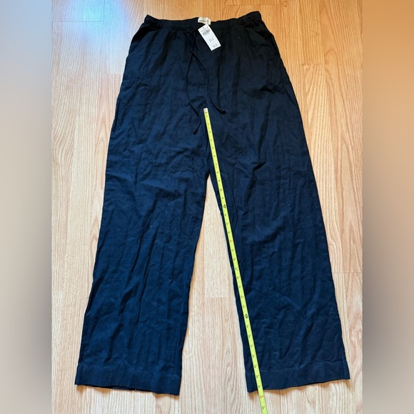 Abercrombie & Fitch linen pull-on wide leg trouser pants in black size medium - Picture 8 of 9